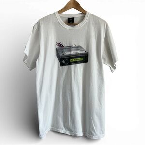 HUF x Pleasures Head Unit Graphic Tee White Medium Streetwear CD Mix